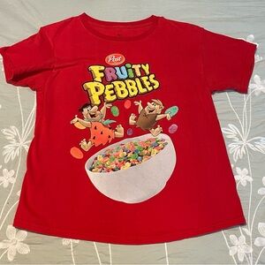 Post Fruity Pebbles Flintstones Fred & Barney Rubble Cereal Tee XL (14/16)
